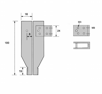 Paire d'inserts pour mesure extérieur/intérieur, L=100 mm