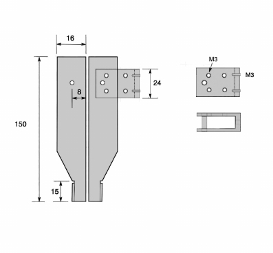 Paire d'inserts pour mesure extérieur/intérieur, L=150 mm