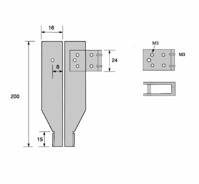 Paire d'inserts pour mesure extérieur/intérieur, L=200 mm