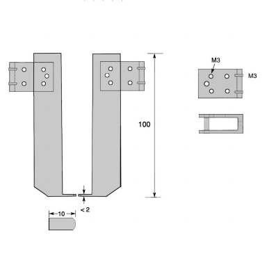 Paire d'inserts pour mesure de rainures externes, L=100 mm