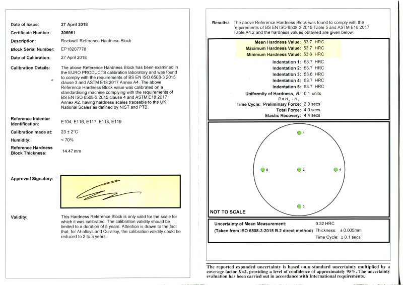 Reference bloc steel 83 HR30Tw with certification ISO