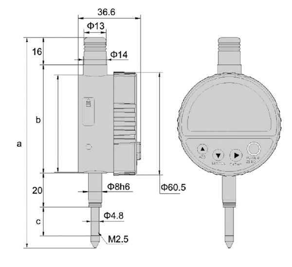 Digital dial indicator 25/0,001 mm, Ø60