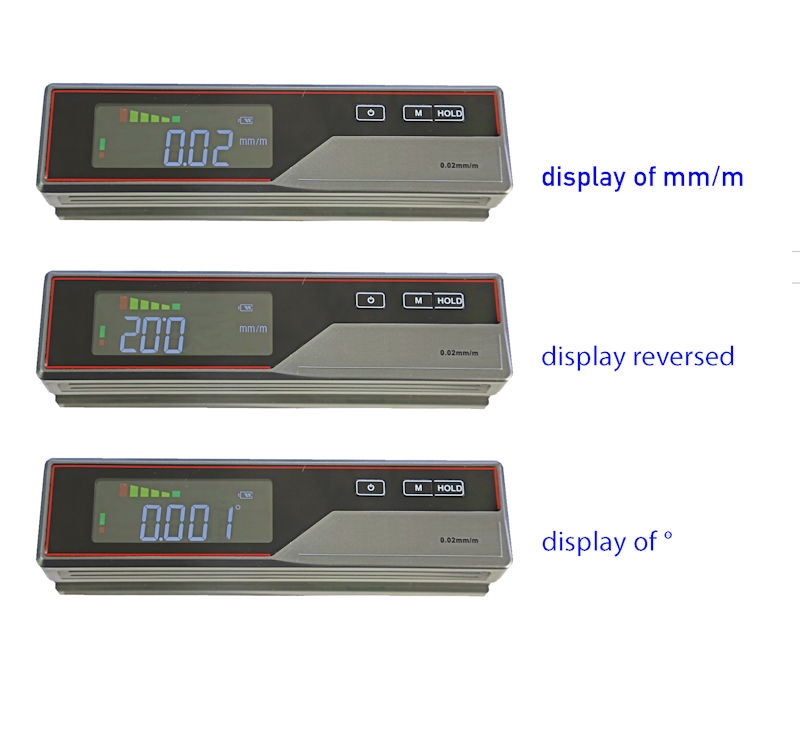 Digital spirit level, 200 mm, 0.02 mm/m, 0.001°