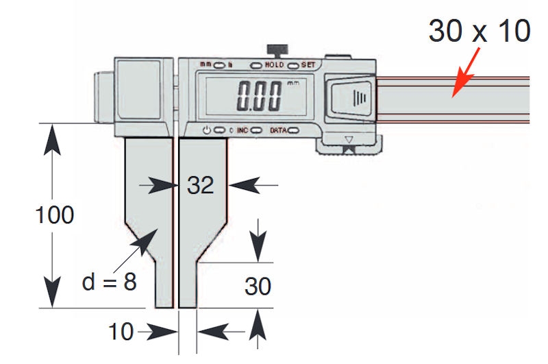 Digitale universele schuifmaat,  0~1000 mm, 100 mm, 3V