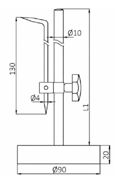 Surface gauges, column Ø10x300 mm, base Ø90x20 mm